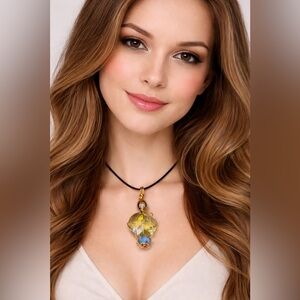 ✨ ARTISAN Hand Crafted Crystal Glass Statement Pendant, Iridescent Glow Faceted